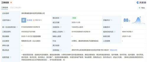 荣耀成立智慧科技开发公司，注册资本1亿元聚焦计算机软硬件技术开发